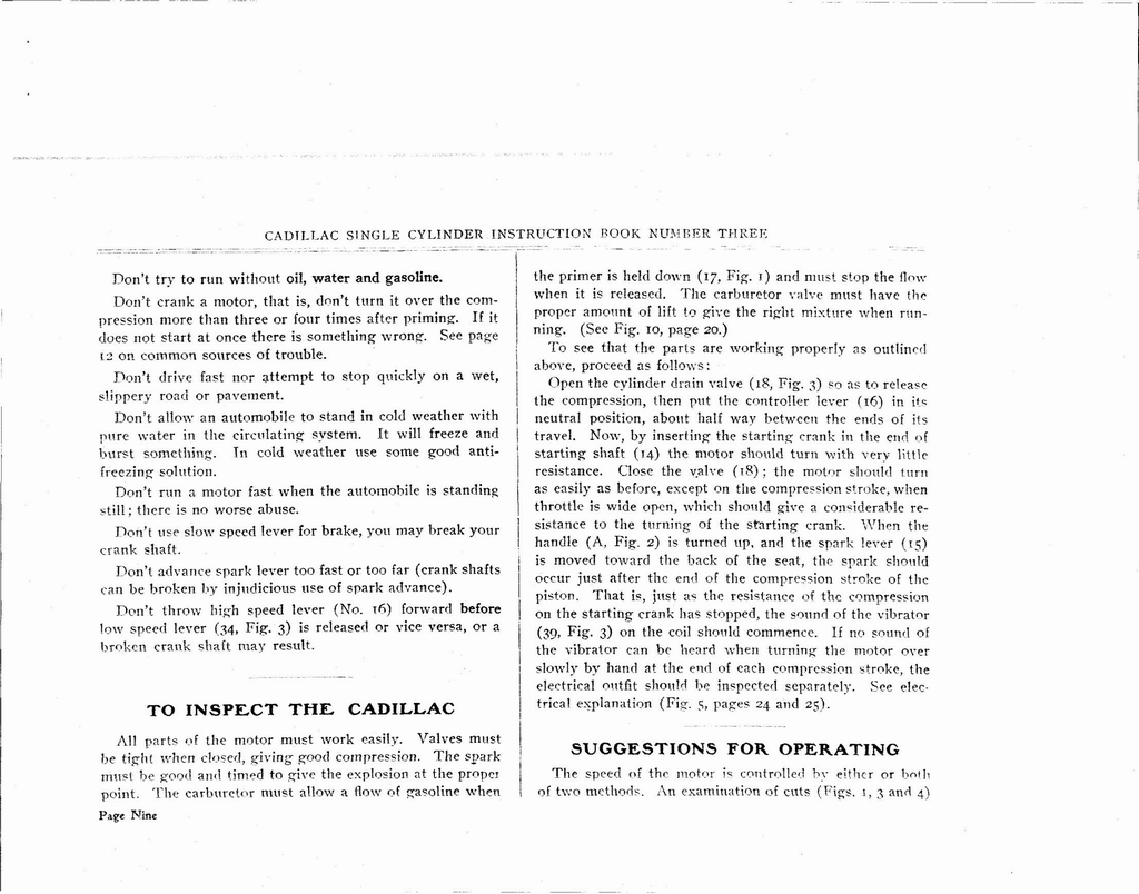 1903 Cadillac Owners Manual Page 2